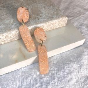 Peach with Rose Gold Flecks Dangle Earrings
